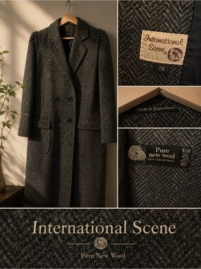 Double-Breasted Wool Coat — Charcoal Gray